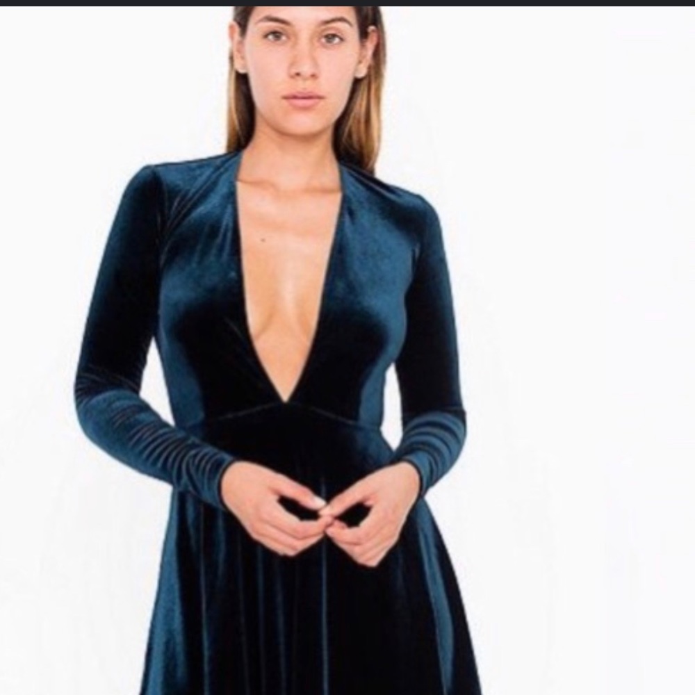 Deep V Velvet Dress